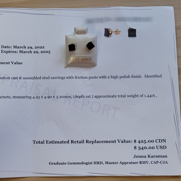 14K Natural Pyrope Stud Earrings - Picture 4 of 4